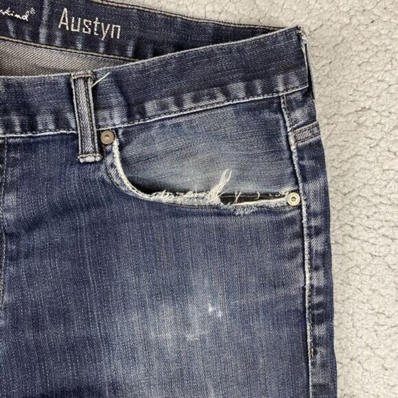 7 For All Mankind Mens Dark Wash Austyn Straight Leg Jeans 38x34 Distressed - Picture 4 of 16